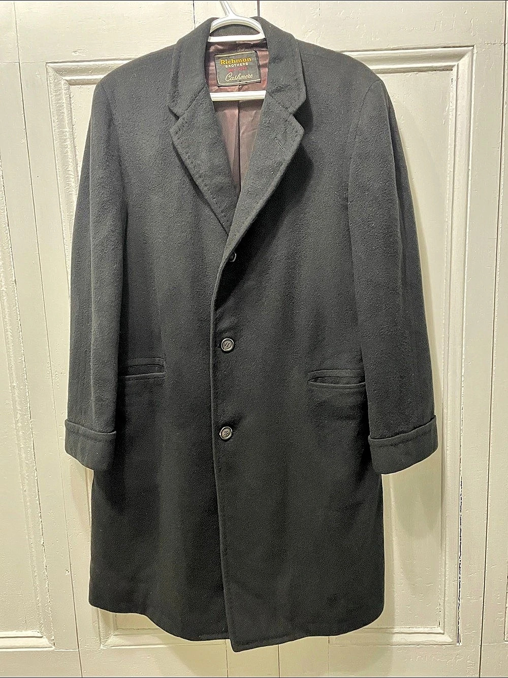 100% Cashmere Vintage Richman Brothers Coat in Black Size 37